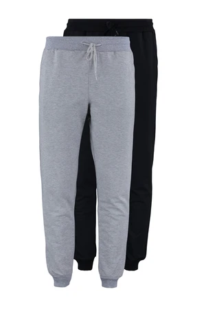 Trendyol Grey-Black Regular/Normal Fit Elastic Jogger 2-Pack Sweatpants