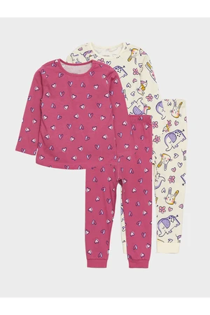 LC Waikiki Crew Neck Printed Long Sleeved Baby Girl 2-piece Pajamas Set