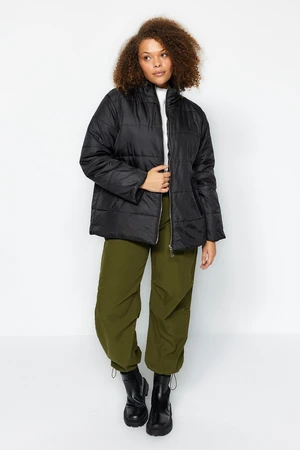 Trendyol Curve Black Inflatable Zippered Coat