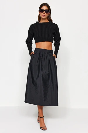 Trendyol Black A-line Parachute Fabric Midi Woven Skirt