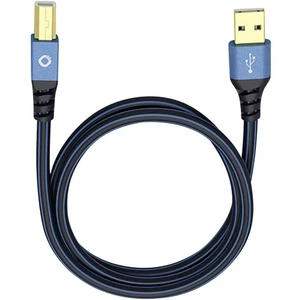 USB 2.0 prepojovací kábel [1x USB 2.0 zástrčka A - 1x USB 2.0 zástrčka B] 50.00 cm modrá pozlátené kontakty Oehlbach USB