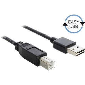 Delock #####USB-Kabel USB 2.0 #####USB-A Stecker, #####USB-B Stecker 1.00 m čierna obojstranne zapojiteľná zástrčka, poz