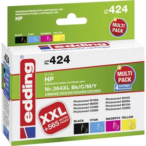 Edding Ink náhradný HP 364, 364XL kompatibilná kombinované balenie čierna, zelenomodrá, purpurová, žltá edding 424 EDD-4