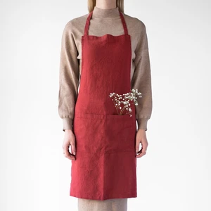 Červená ľanová zástera Linen Tales Daily Apron, 80 x 55 cm