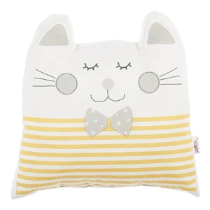 Žltý detský vankúšik s prímesou bavlny Mike & Co. NEW YORK Pillow Toy Big Cat, 29 x 29 cm