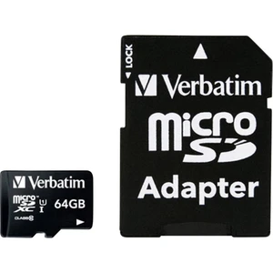 Verbatim MICRO SDXC 64GB CL 10 ADAP pamäťová karta micro SDXC 64 GB Class 10 vr. SD adaptéru