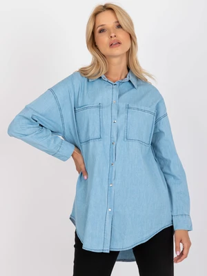 Light blue classic shirt made of cotton RUE PARIS