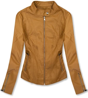 Basics Lederimitatjacke Camel Braun