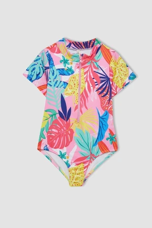 DEFACTO Girl's Patterned Short Sleeve Swimsuit