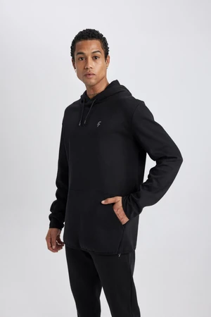 DEFACTO Fit Standard Fit Hooded Kangaroo Pocket Printed Sweatshirt