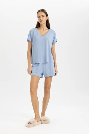 DEFACTO Fall in Love Short Sleeve Pajama Set with Shorts