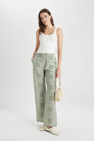 DEFACTO Casual Pants Wide Leg Wide Leg Patterned High Waist