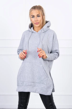 Insulated sweatshirt with slits on the sides in gray color