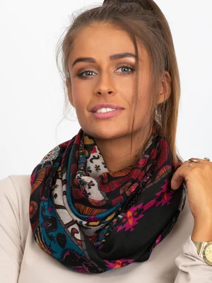 Black scarf with folk pattern