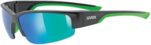 UVEX Sportstyle 215 Black Mat/Green/Mirror Green Lunettes vélo