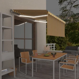 Ručne zaťahovacia markíza s roletou a LED 400x300 cm Dekorhome Bílá / žlutá