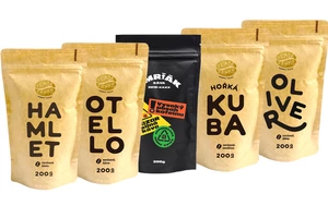 Káva Zlaté Zrnko - Poznej 5 káv na velmi hořké espresso 1000g (Hamlet, Otello, Smrťák, Kuba, Oliver) MLETÁ: Mletí na moku, filtr, aeropress, frenchpre