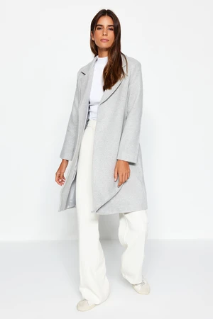 Trendyol Gray Belted Long Wool Cachet Coat