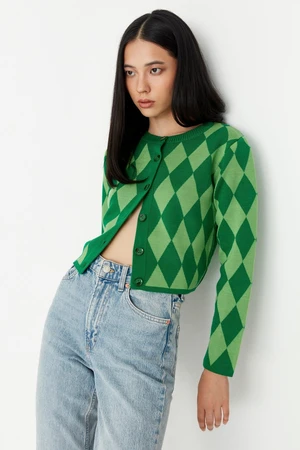 Trendyol Green Crop kötöttáru Cardigan