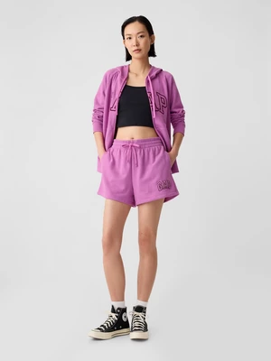 Pink women's tracksuit shorts with GAP logo