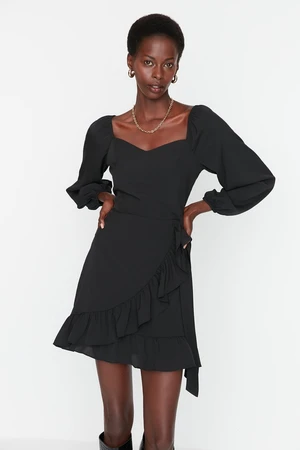 Trendyol Black Flounce Super Mini Woven Woven Dress