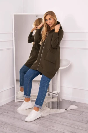 Insulated sweatshirt with zipper at back khaki