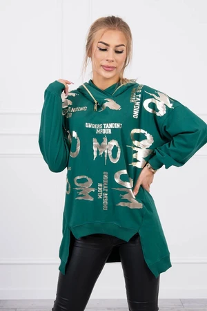 Sweatshirt with zipper on hood dark green