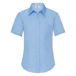 Blue Poplin Shirt With Short Sleeves Fruit Of The Loom