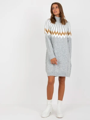 Gray melange knitted dress above the knee RUE PARIS