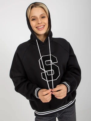 Black hoodie with drawstrings