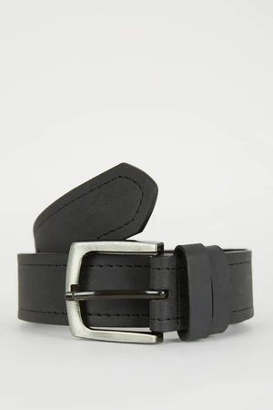 DEFACTO Men Rectangle Buckle Faux Leather Jean Belt