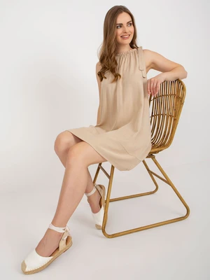 Beige oversized viscose dress by OCH BELLA