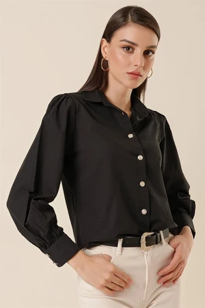 By Saygı Metal Button Detailed Shirt Black