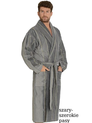 Men's bathrobe De Lafense 803 M-2XL grey - wide belts 090