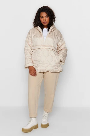 Trendyol Curve Beige Quilted Pocket Detailed Coat