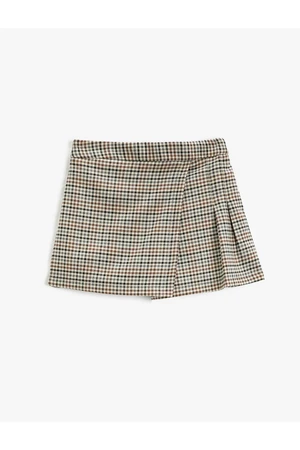 Koton Pleated Shorts Skirt Double Breasted