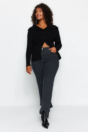 Trendyol Curve Gray High Waist Additional Features Not Available Straight Plus Size Jeans