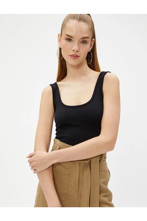 Koton Basic Corduroy Crop Athlete U-Neck