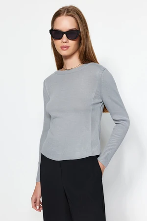 Trendyol Grey Basic Pletený sveter