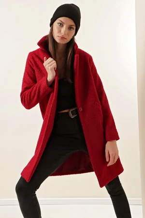 Bigdart 9082 Oversized Stamped Coat - Claret Red