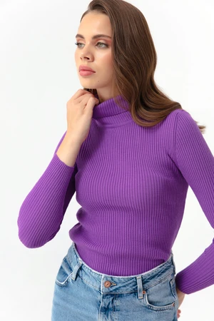 Lafaba Women's Purple Turtleneck Knitwear Sweater