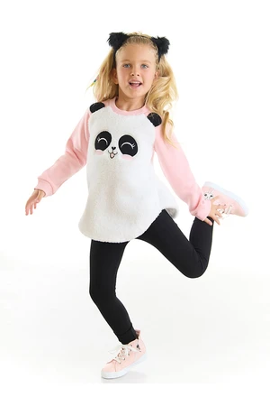 Denokids Plush Panda Girl Child Sweatshirt Leggings Set