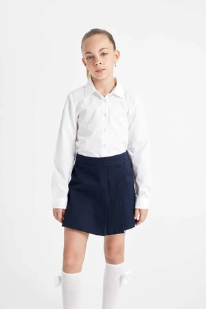 DEFACTO Girls Poplin Long Sleeve White Basic Plain School Shirt