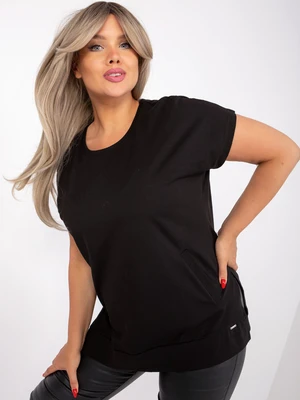 Dámská černá halenka plus size s rozparky