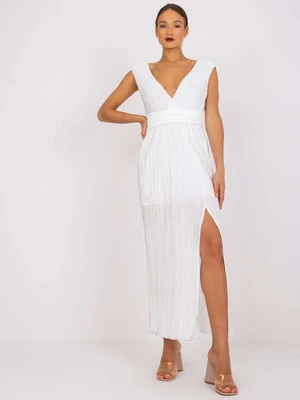 White pleated evening dress by Ewelina