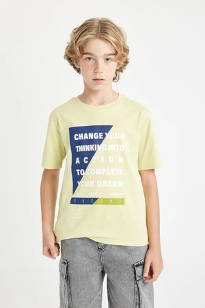 DEFACTO Boy's Crew Neck Printed Short Sleeve T-Shirt