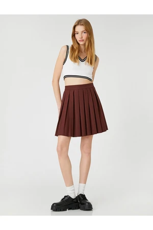 Koton Pleated Mini Skirt With Zipper Closure