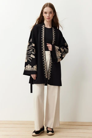 Trendyol Black Woven Embroidered Cap & Abaya & Kimono