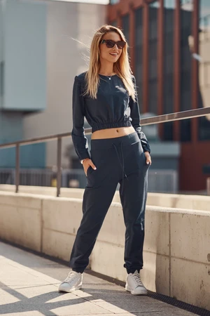 Plain women's tracksuit in navy blue