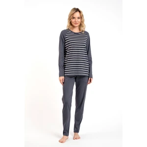 Women's pyjamas Oda long sleeves, long legs - graphite/graphite print